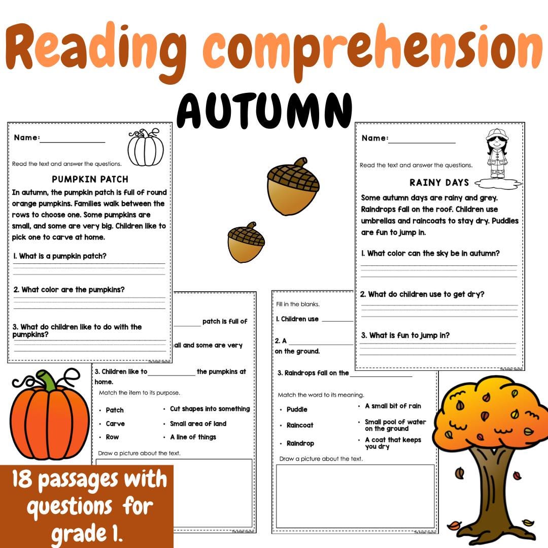 Seasonal reading comprehension BUNDLE passages for Year 1 and Reception