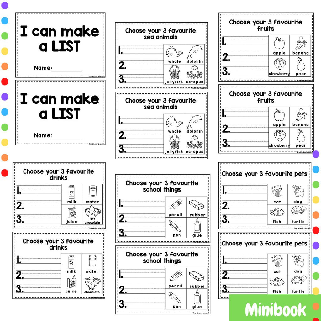 Writing lists booklet for reception & nursery - Early years