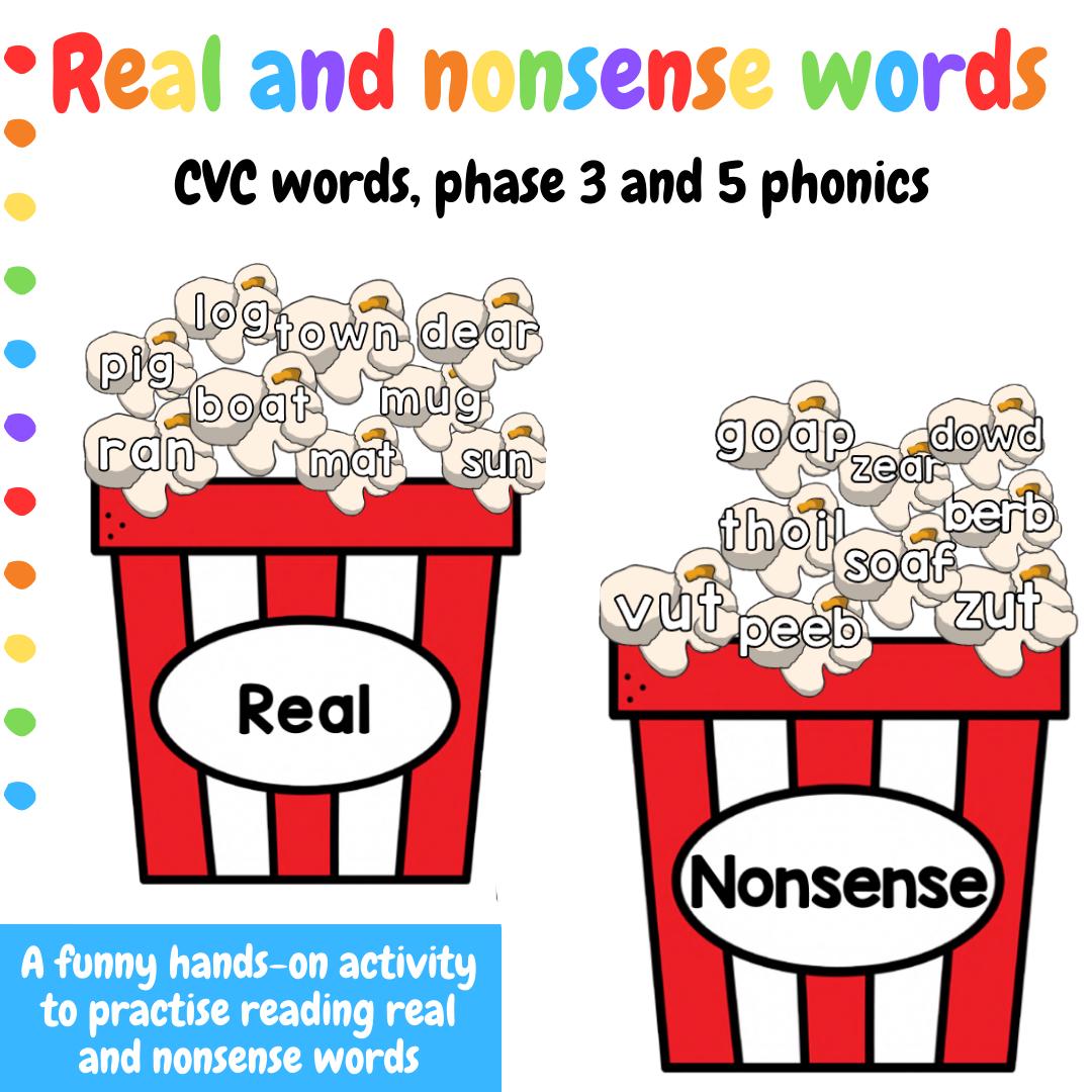 Real and nonsense words - Screening phonics check - Early reading activity