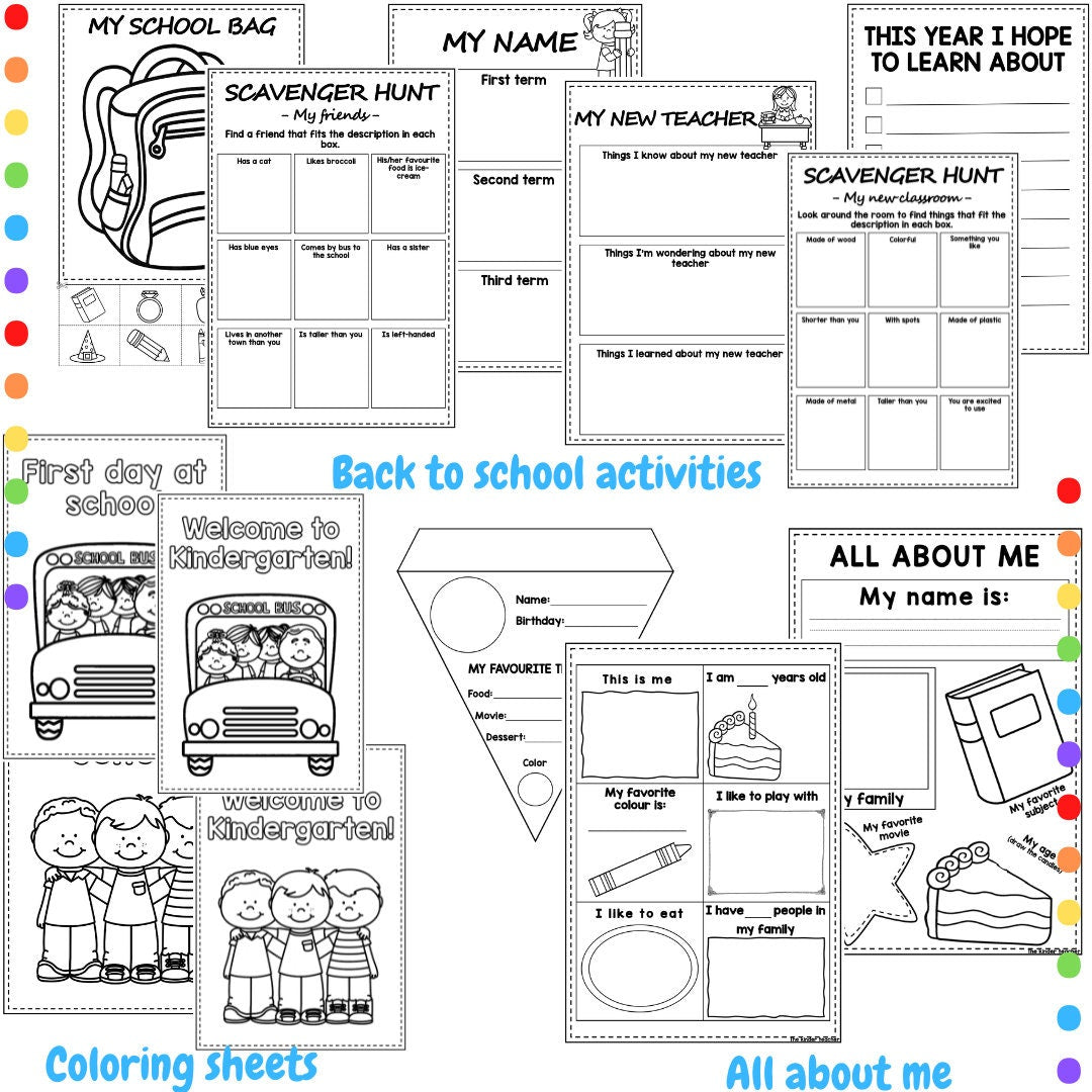 Back to school activities - First day at school - My Summer - All about me