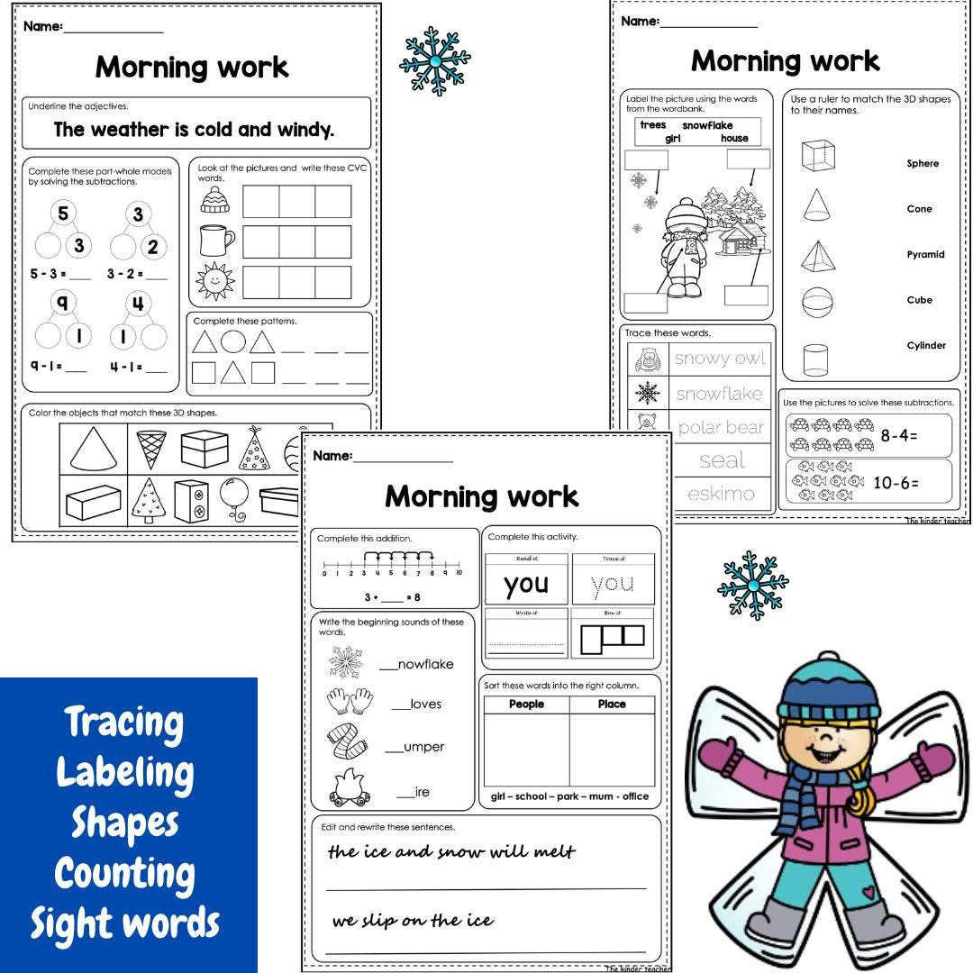 January Morning Work - Reception and Year 1