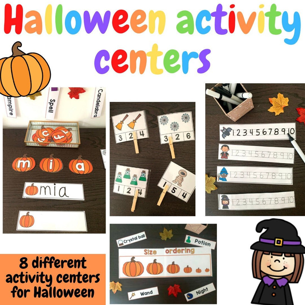 Halloween activity centers for Preschool, Pre-K, and Kindergarten