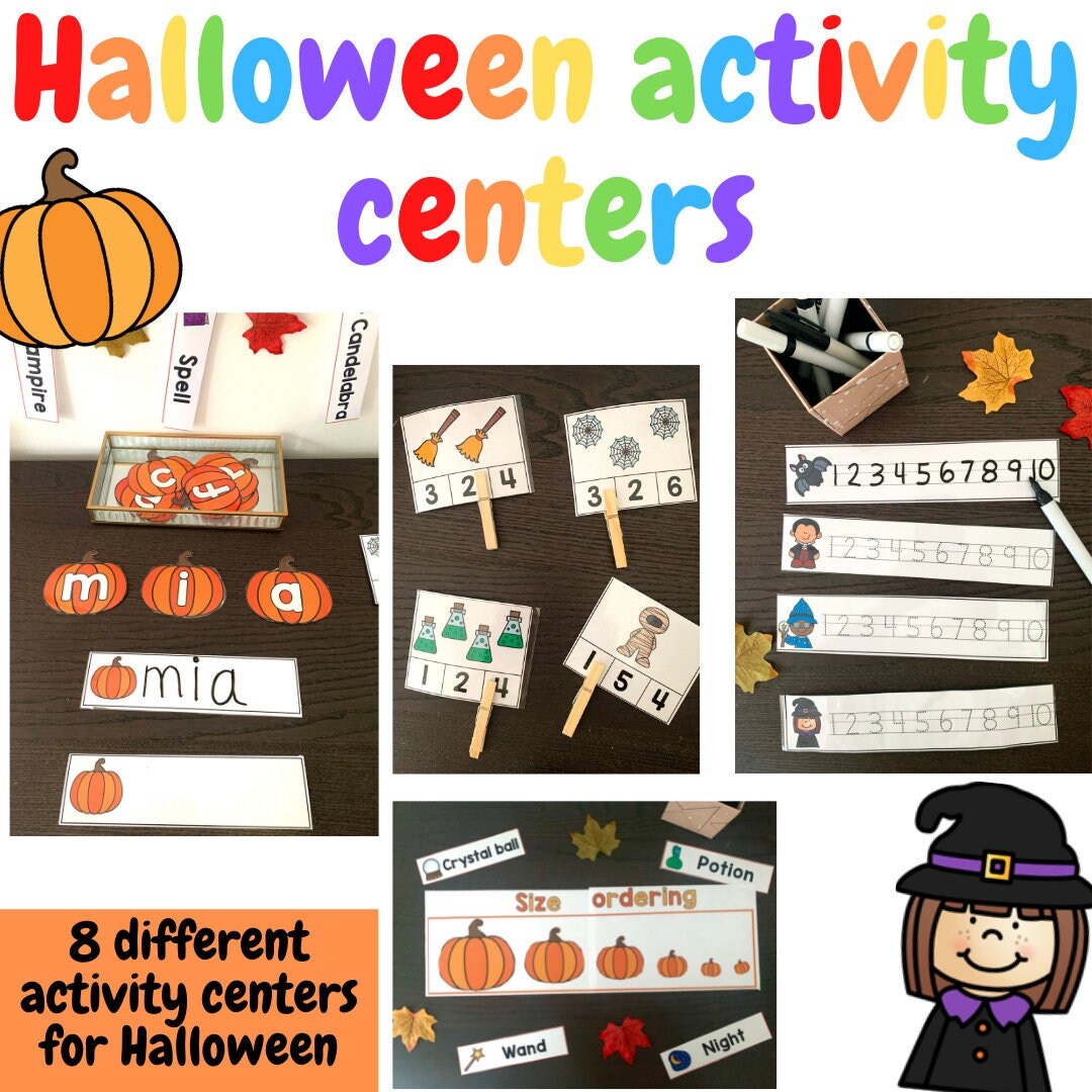 Halloween activity centers for Preschool, Pre-K, and Kindergarten