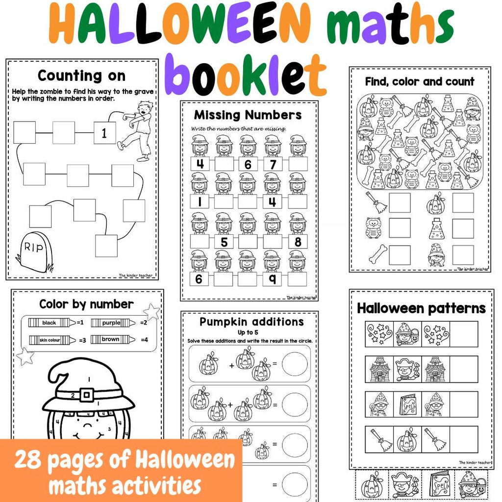 Halloween maths booklet for Preschool, Pre-K, and Kindergarten
