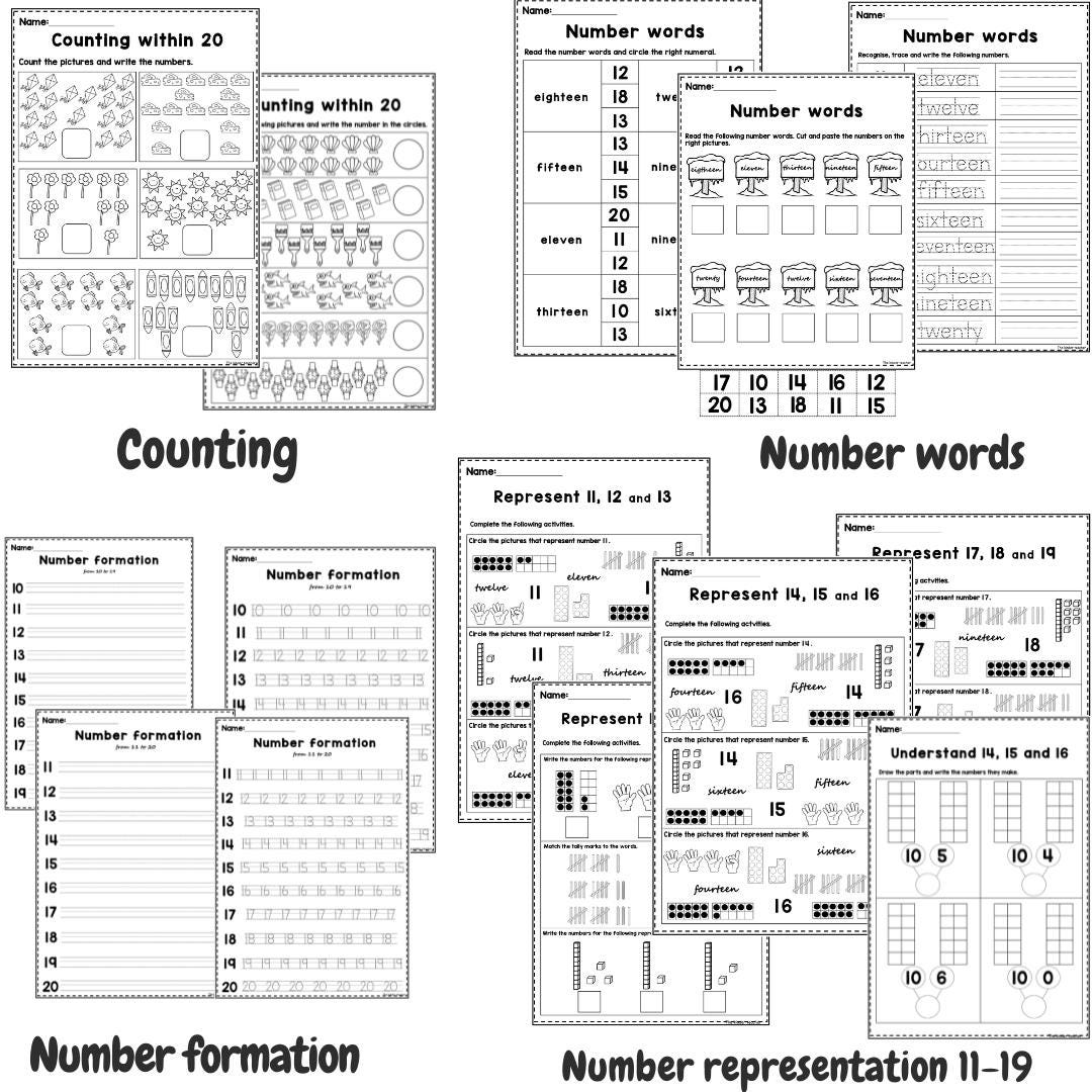 Place value booklet within 20