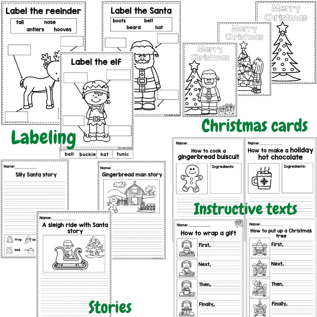 Christmas Writing Prompts Booklet - Preschool to 2nd