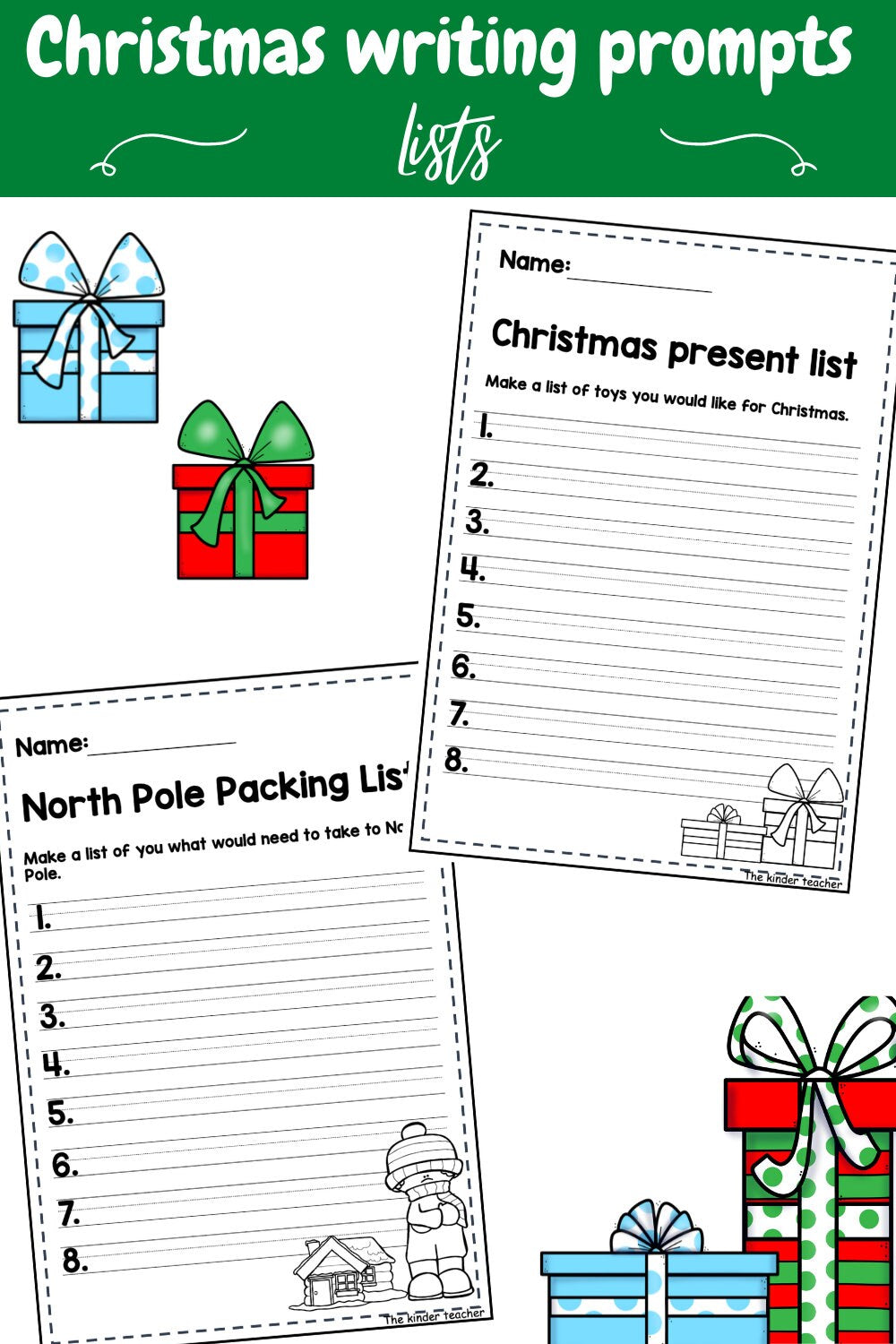 Christmas Writing Prompts Booklet - Preschool to 2nd
