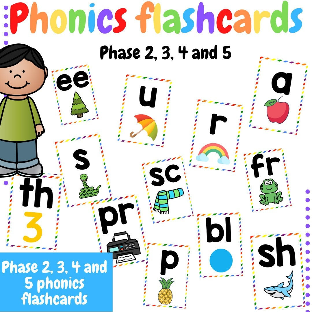 Phonics flashcards - Phase 2, 3, 4 and 5