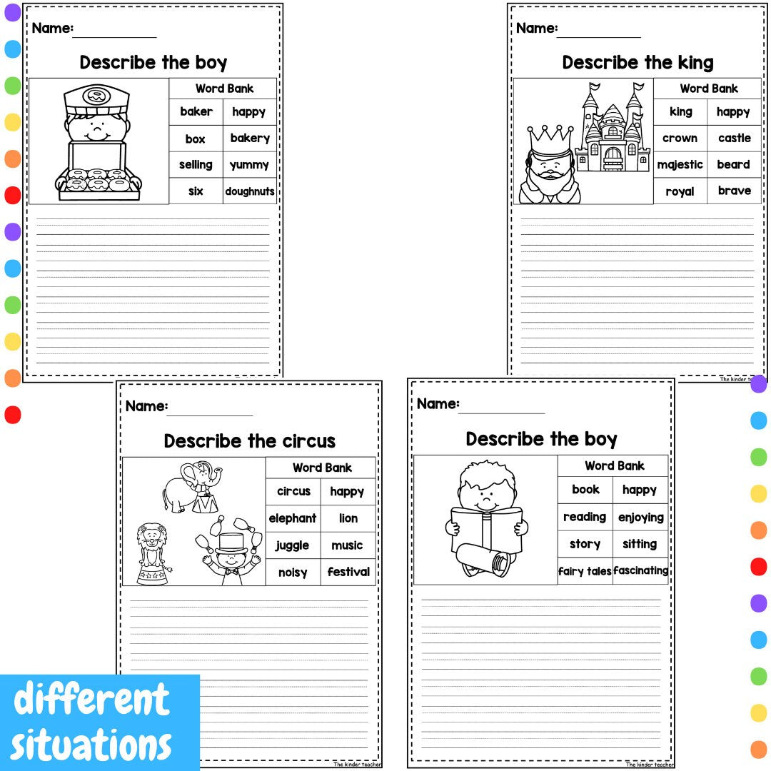 Descriptive writing booklet . Early years writing