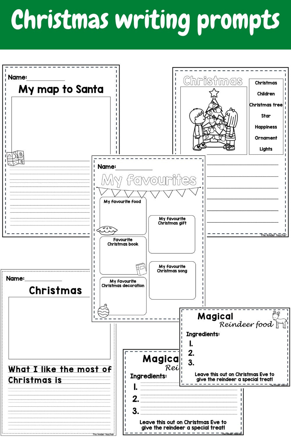 Christmas Writing Prompts Booklet - Preschool to 2nd