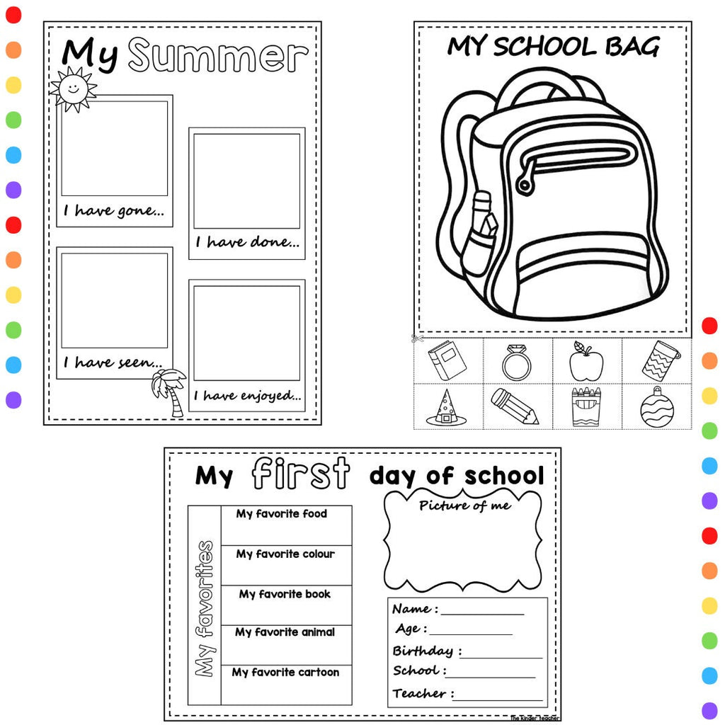 Back to school activities - First day at school - My Summer - All about me
